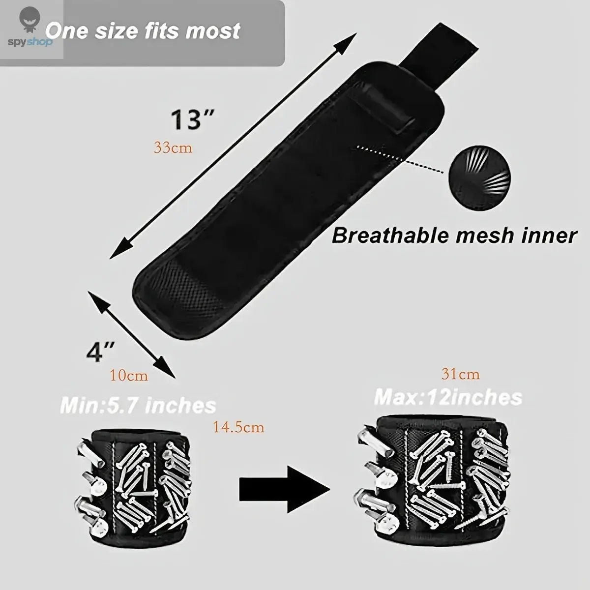 Magnetic Wristband for Holding Screws,Nails,Drilling Bits,Wrist Tool Holder Belts with Strong Magnets,Cool Gadgets for Men, wome Spy-shop.com