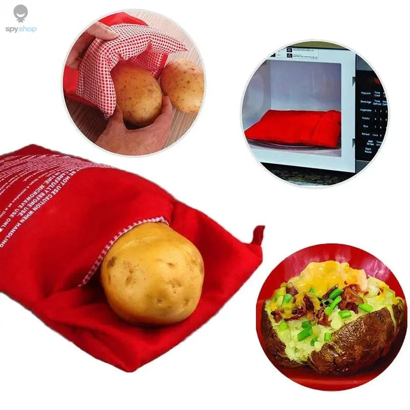 Microwave Potato Bag Reusable Express Microwave Potato Cooker Bag Baked Potato Cooker Perfect Potatoes 4 Minutes Red Baked Pouch Spy-shop.com