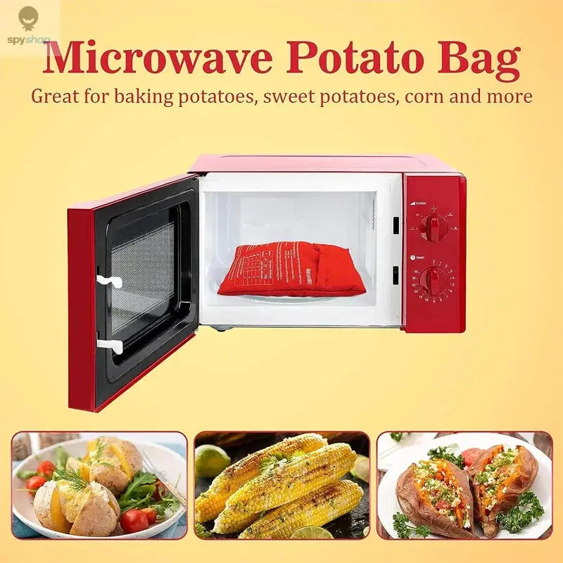 Microwave Potato Bag Reusable Express Microwave Potato Cooker Bag Baked Potato Cooker Perfect Potatoes 4 Minutes Red Baked Pouch Spy-shop.com