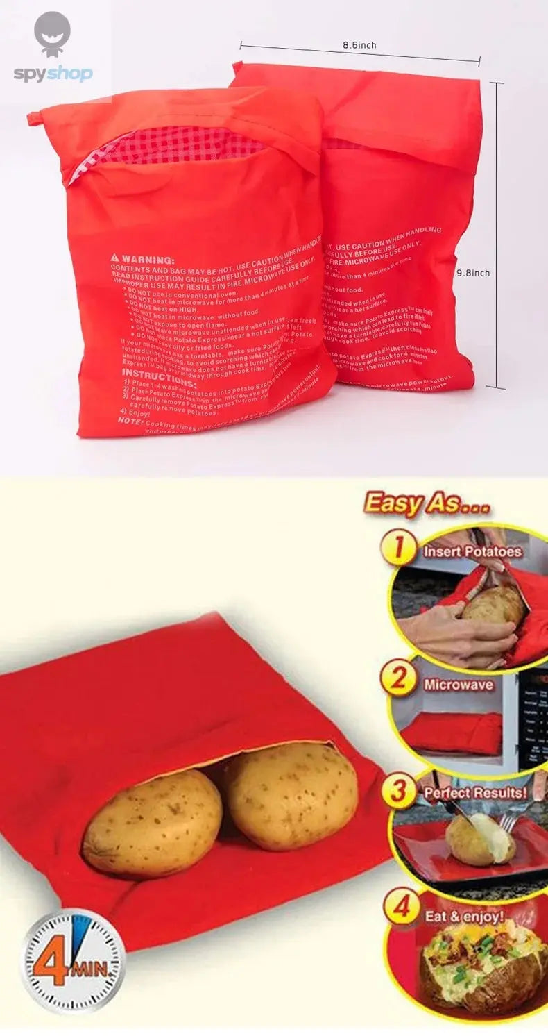 Microwave Potato Bag Reusable Express Microwave Potato Cooker Bag Baked Potato Cooker Perfect Potatoes 4 Minutes Red Baked Pouch Spy-shop.com
