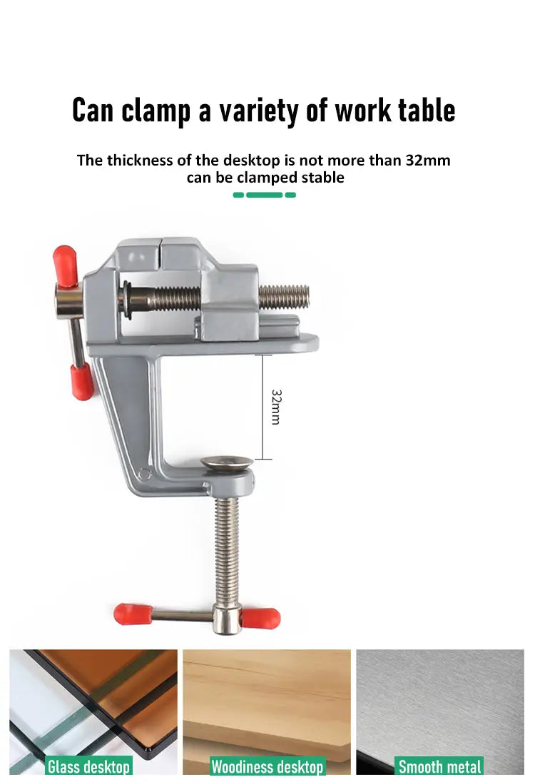 Mini Bench Vise Muliti-Funcational 3.5" Aluminum Miniature Small Jewelers Hobby Clamp On Table Flat Pliers Tool Vice Spy-shop.com