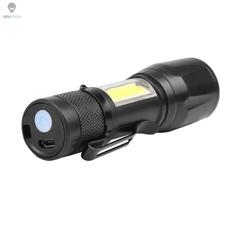 Mini LED Flashlight COB+XPE Portable Torch USB Charging Camping Lantern Zoomable Focus Light Tactical Flashlight with Pen Clip Spy-shop.com
