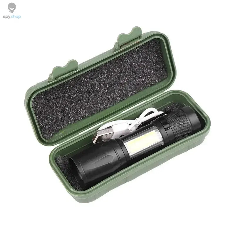 Mini LED Flashlight COB+XPE Portable Torch USB Charging Camping Lantern Zoomable Focus Light Tactical Flashlight with Pen Clip Spy-shop.com