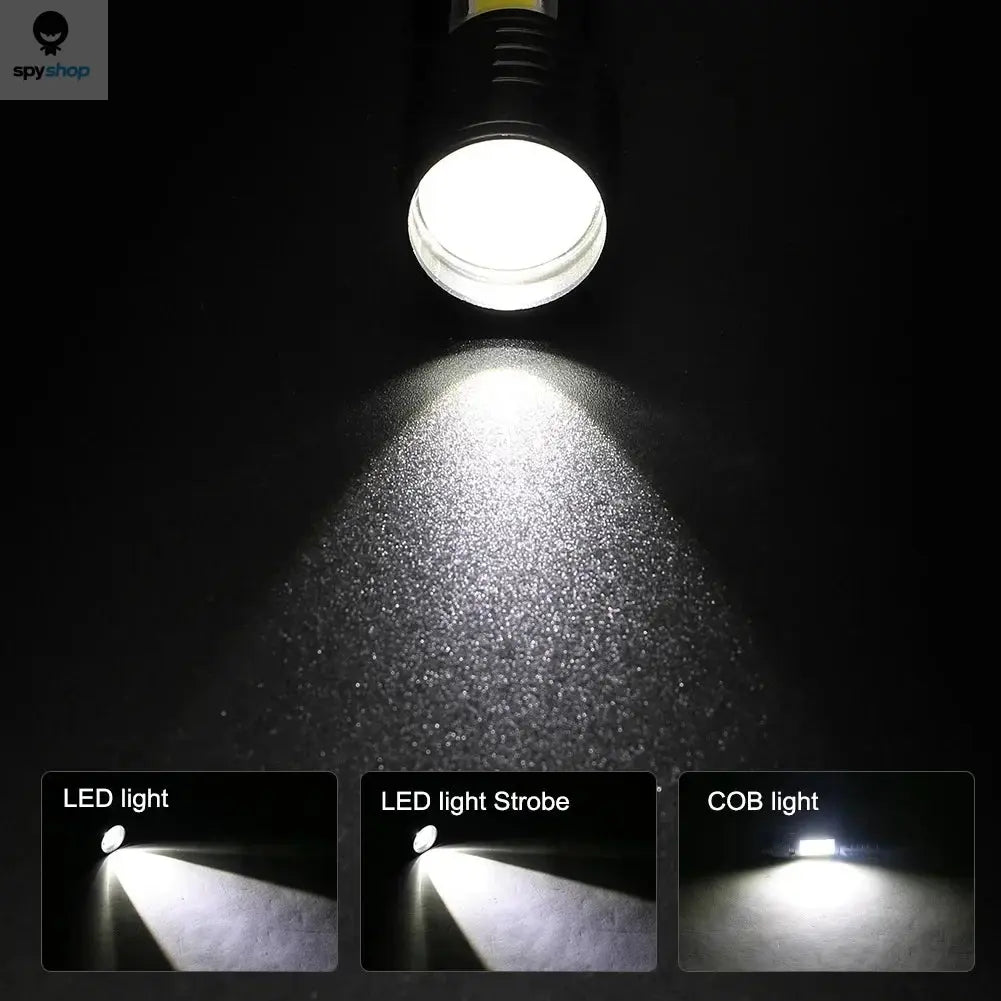 Mini LED Flashlight COB+XPE Portable Torch USB Charging Camping Lantern Zoomable Focus Light Tactical Flashlight with Pen Clip Spy-shop.com