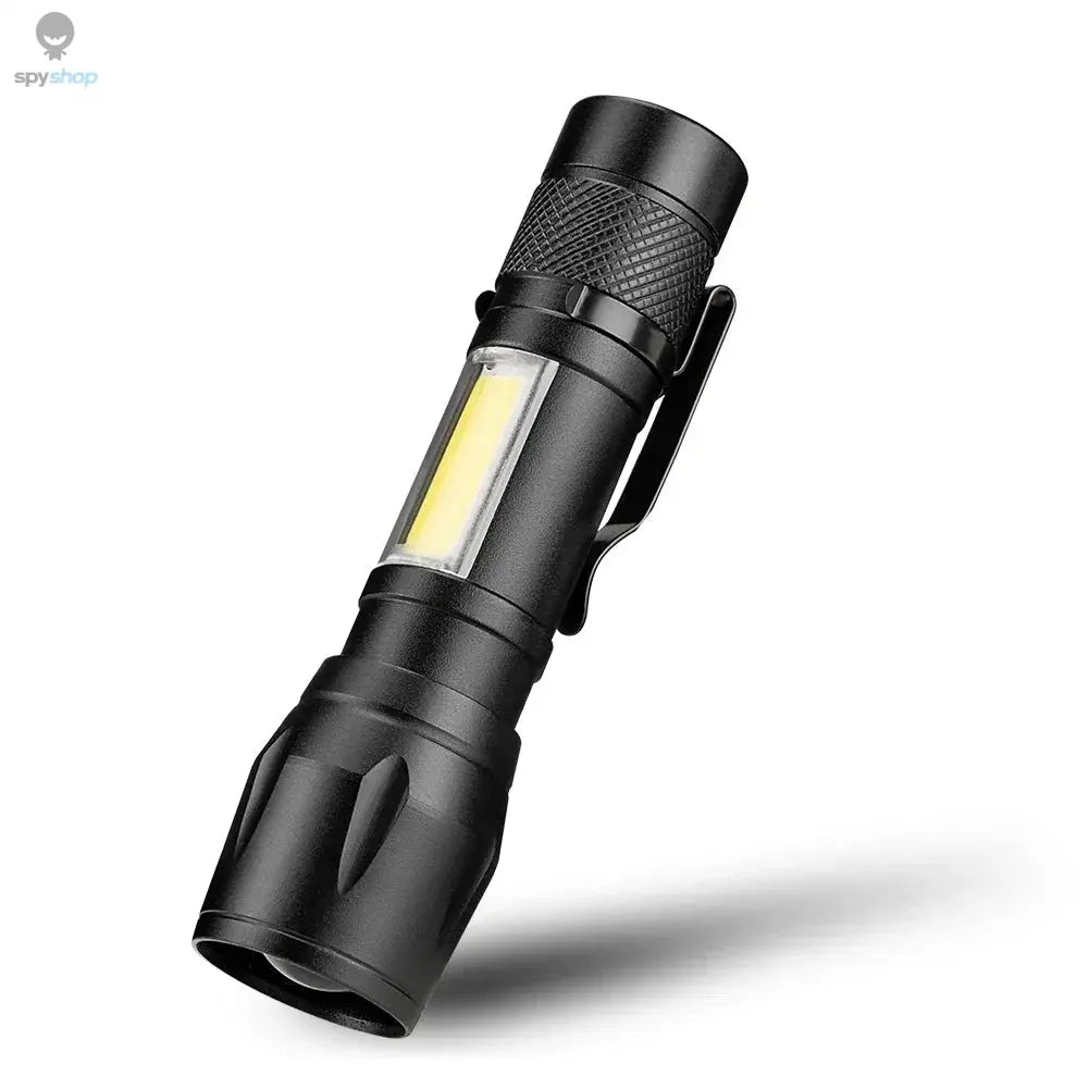 Mini LED Flashlight COB+XPE Portable Torch USB Charging Camping Lantern Zoomable Focus Light Tactical Flashlight with Pen Clip Spy-shop.com