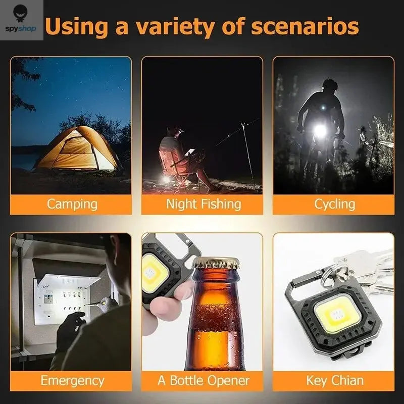 Mini LED Flashlight Magnetic COB Outdoor Camping Pocket Work Light 800 Lumens USB Rechargeable 7 Modes Spotlights Spy-shop.com