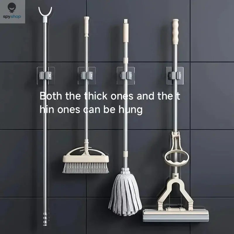 Mop Holder Self-adhesive Broom Stand Wall Mounted Mop Support Sweeping Brush Hook Storage Organizer Bathroom Kitchen Accessories Spy-shop.com