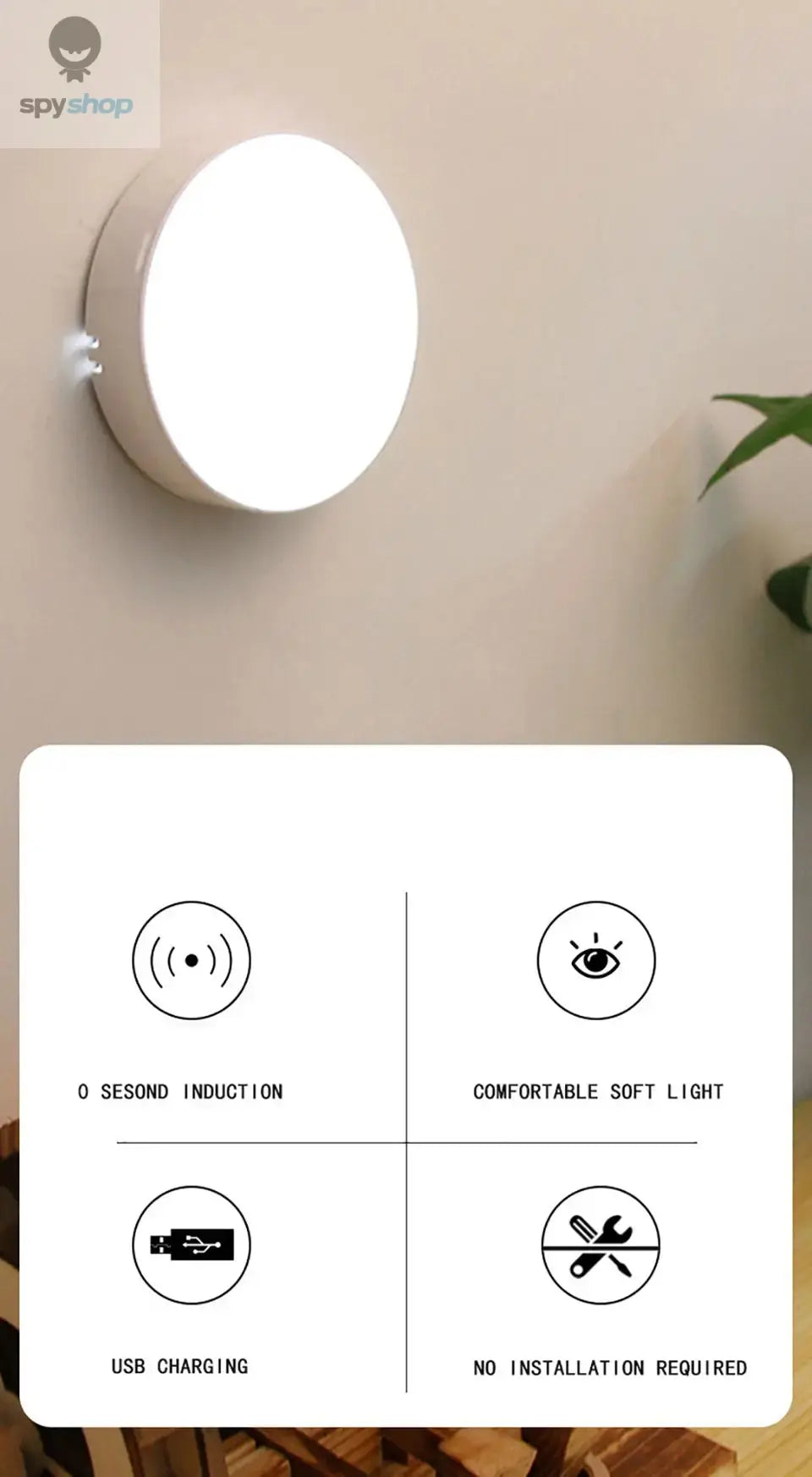 Motion Sensor Light USB Rechargeable Night Light LED Lamp for Kitchen Bedroom Stairs Hallway Cabinet Closet Wardrobe Nightlight Spy-shop.com