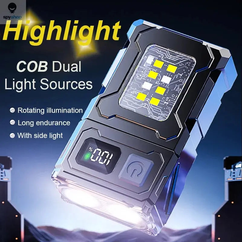 Multifunctional COB Flashlight Ajustable Angle LED Outdoor Torch Portable Keychain Light Magnetic Camping Warning Lamp Spy-shop.com