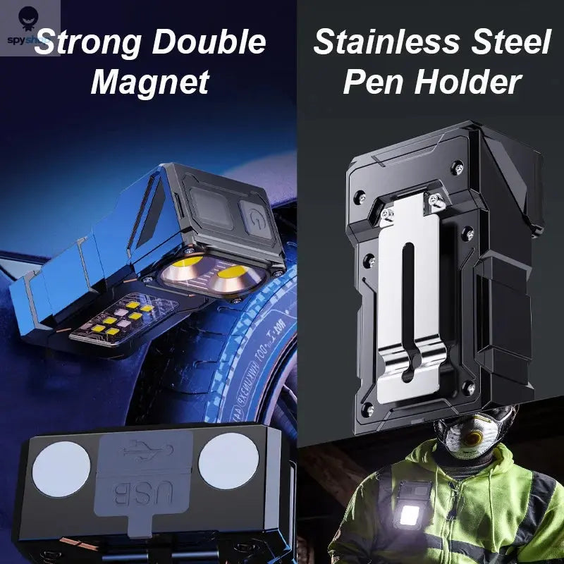 Multifunctional COB Flashlight Ajustable Angle LED Outdoor Torch Portable Keychain Light Magnetic Camping Warning Lamp Spy-shop.com