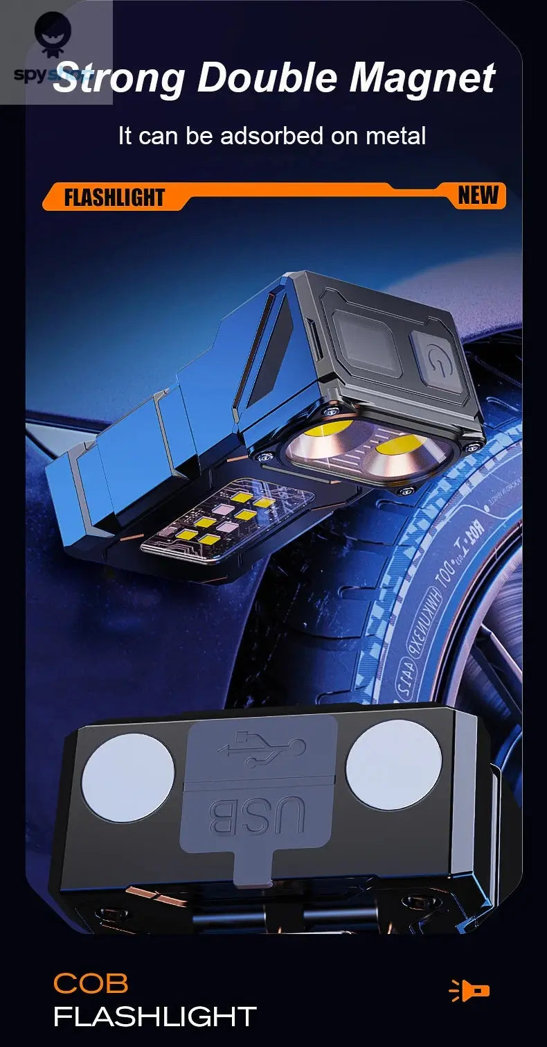 Multifunctional COB Flashlight Ajustable Angle LED Outdoor Torch Portable Keychain Light Magnetic Camping Warning Lamp Spy-shop.com