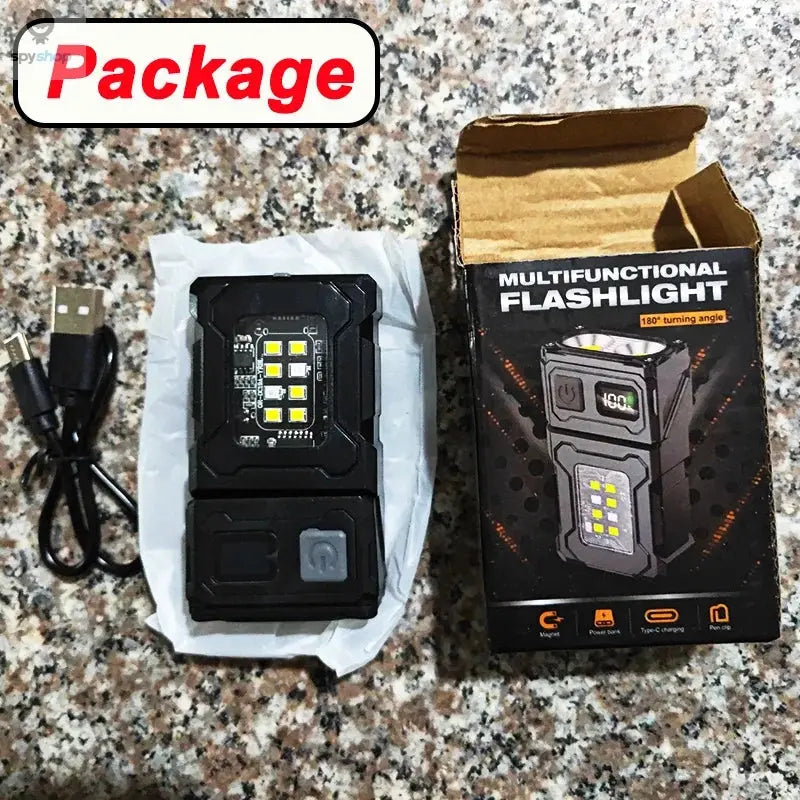 Multifunctional COB Flashlight Ajustable Angle LED Outdoor Torch Portable Keychain Light Magnetic Camping Warning Lamp Spy-shop.com