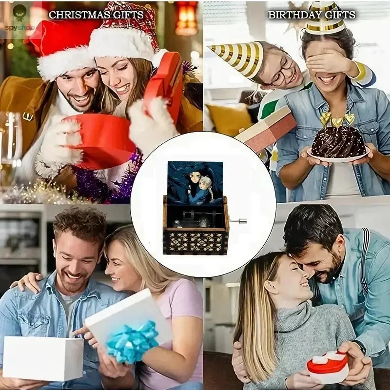 Music Box Anime Theme Music Merry Go Round of Life Wooden Hand Cranked Musical Box New Year Birthday Mother's Day Gift