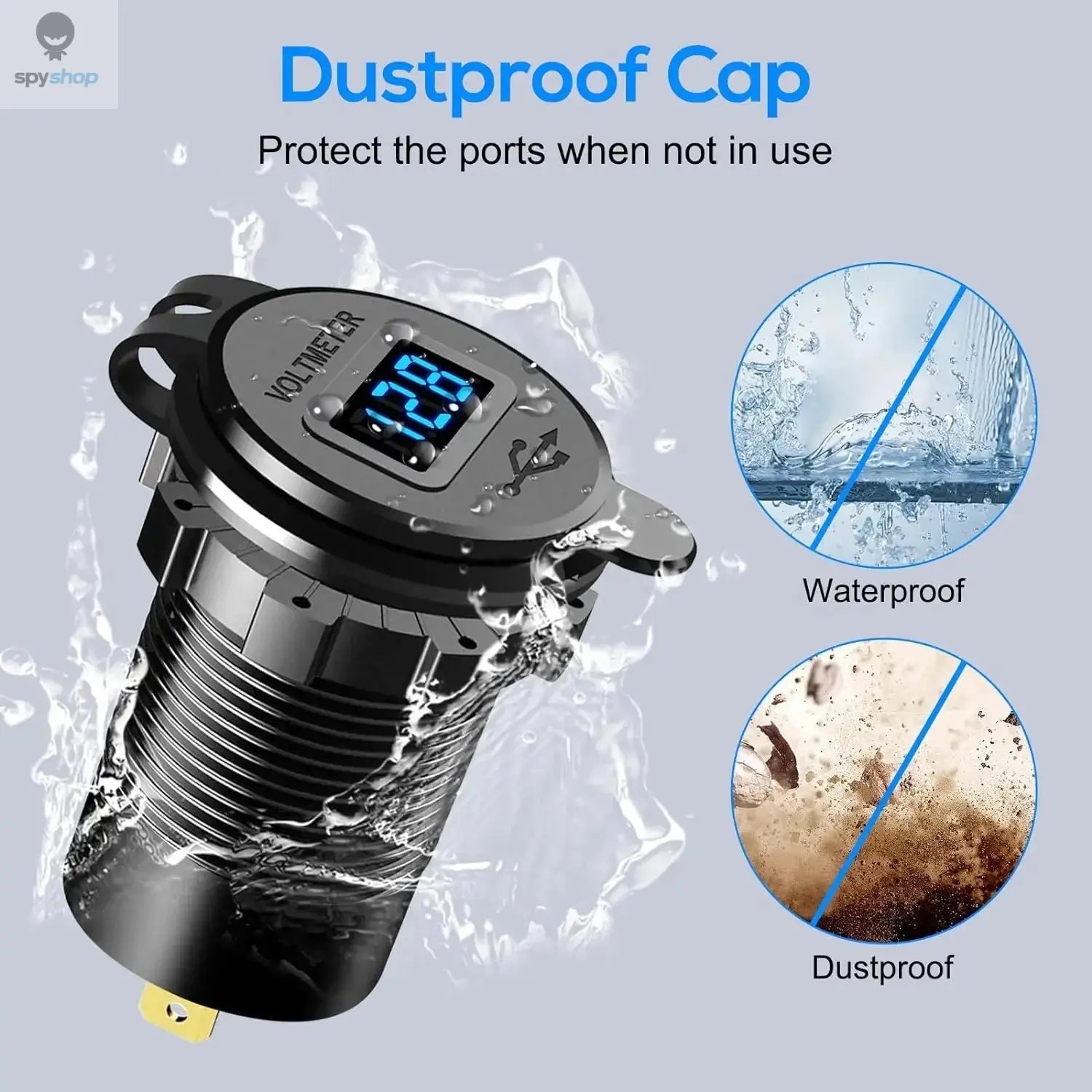 NEW 117W Dual PD Dual QC 3.0 USB Car Charger with Voltmeter Socket Power Outlet Adapter Waterproof for 12V/24V Car Boat Hot Sale