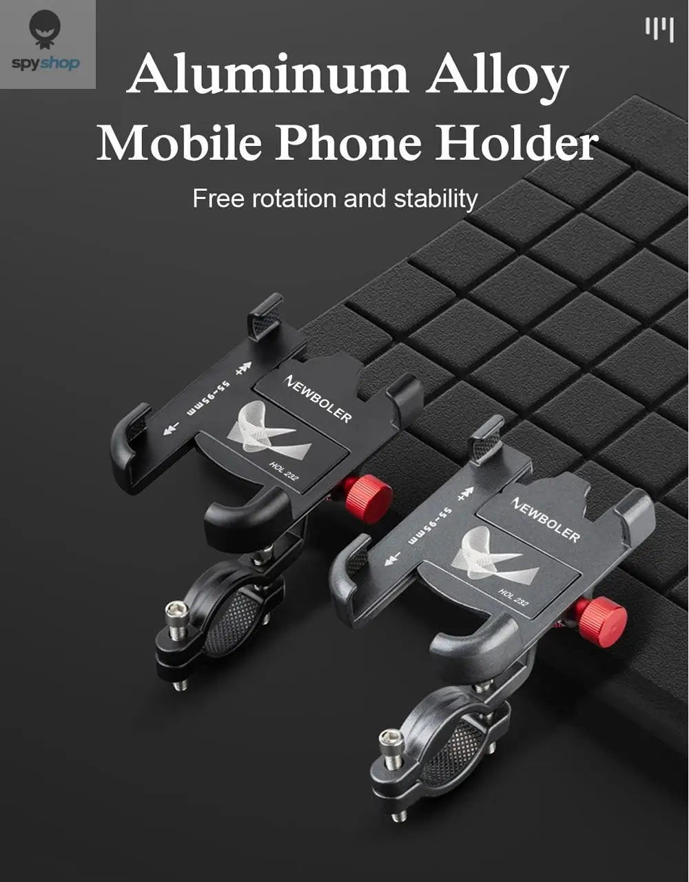 NEWBOLER MTB Phone Mount Stand Bicycle Holder 360° Rotatable Aluminum Adjustable Bike Phone Holder Non-slip Cycling Bracke Spy-shop.com