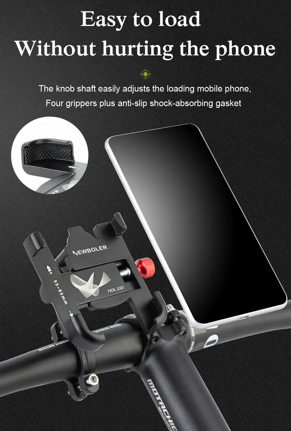 NEWBOLER MTB Phone Mount Stand Bicycle Holder 360° Rotatable Aluminum Adjustable Bike Phone Holder Non-slip Cycling Bracke Spy-shop.com