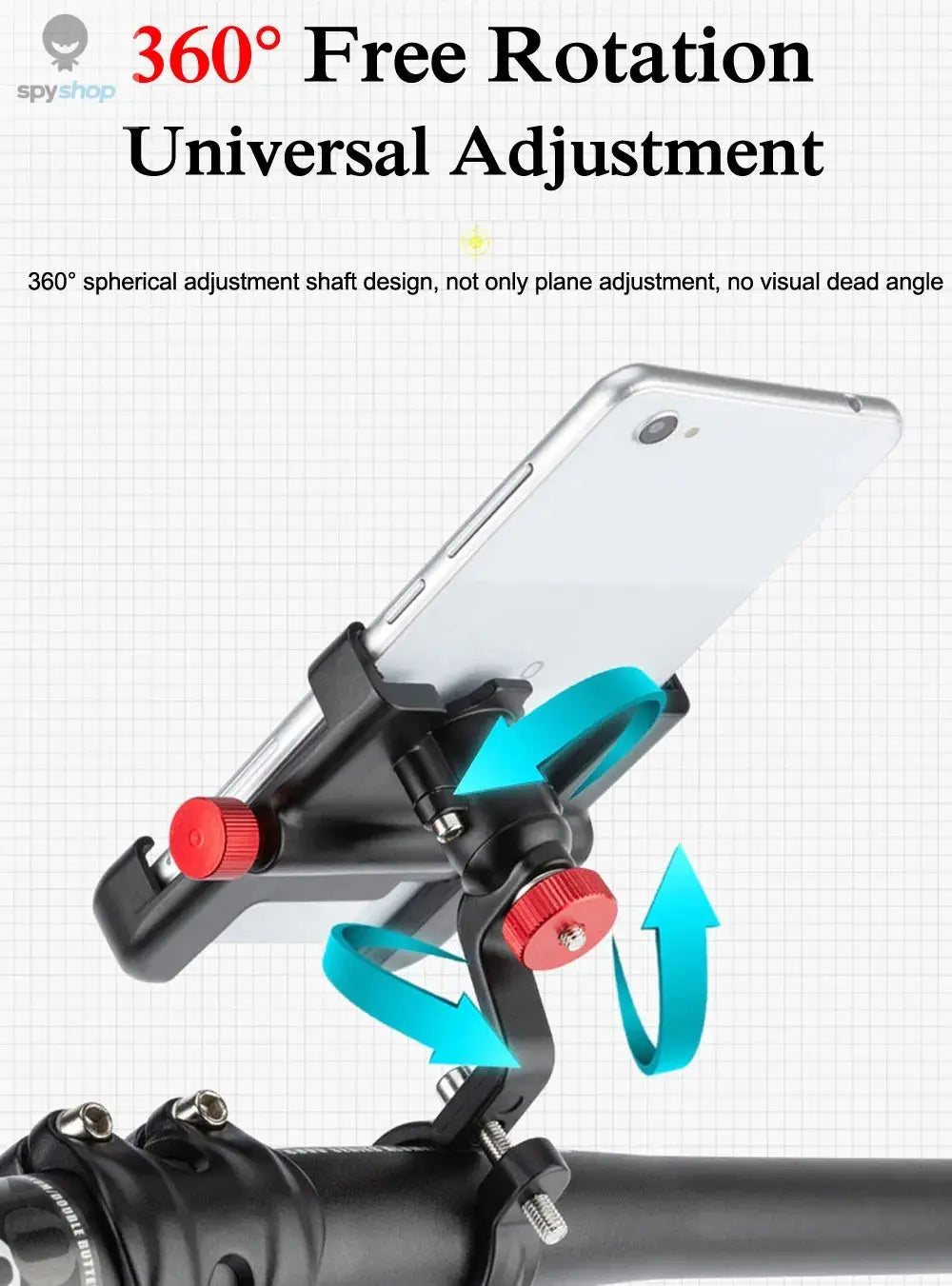 NEWBOLER MTB Phone Mount Stand Bicycle Holder 360° Rotatable Aluminum Adjustable Bike Phone Holder Non-slip Cycling Bracke Spy-shop.com