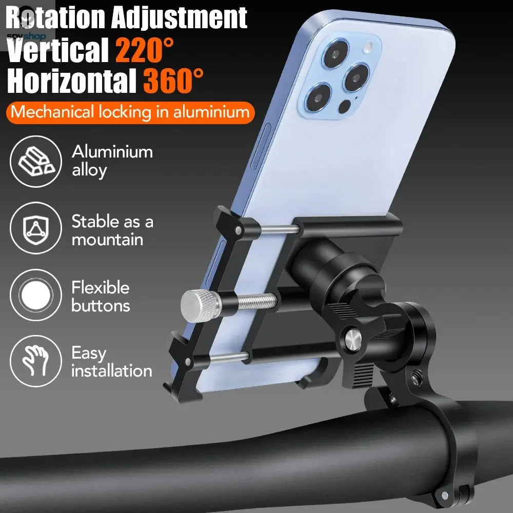 NEWBOLER MTB Phone Mount Stand Bicycle Holder 360° Rotatable Aluminum Adjustable Bike Phone Holder Non-slip Cycling Bracke Spy-shop.com