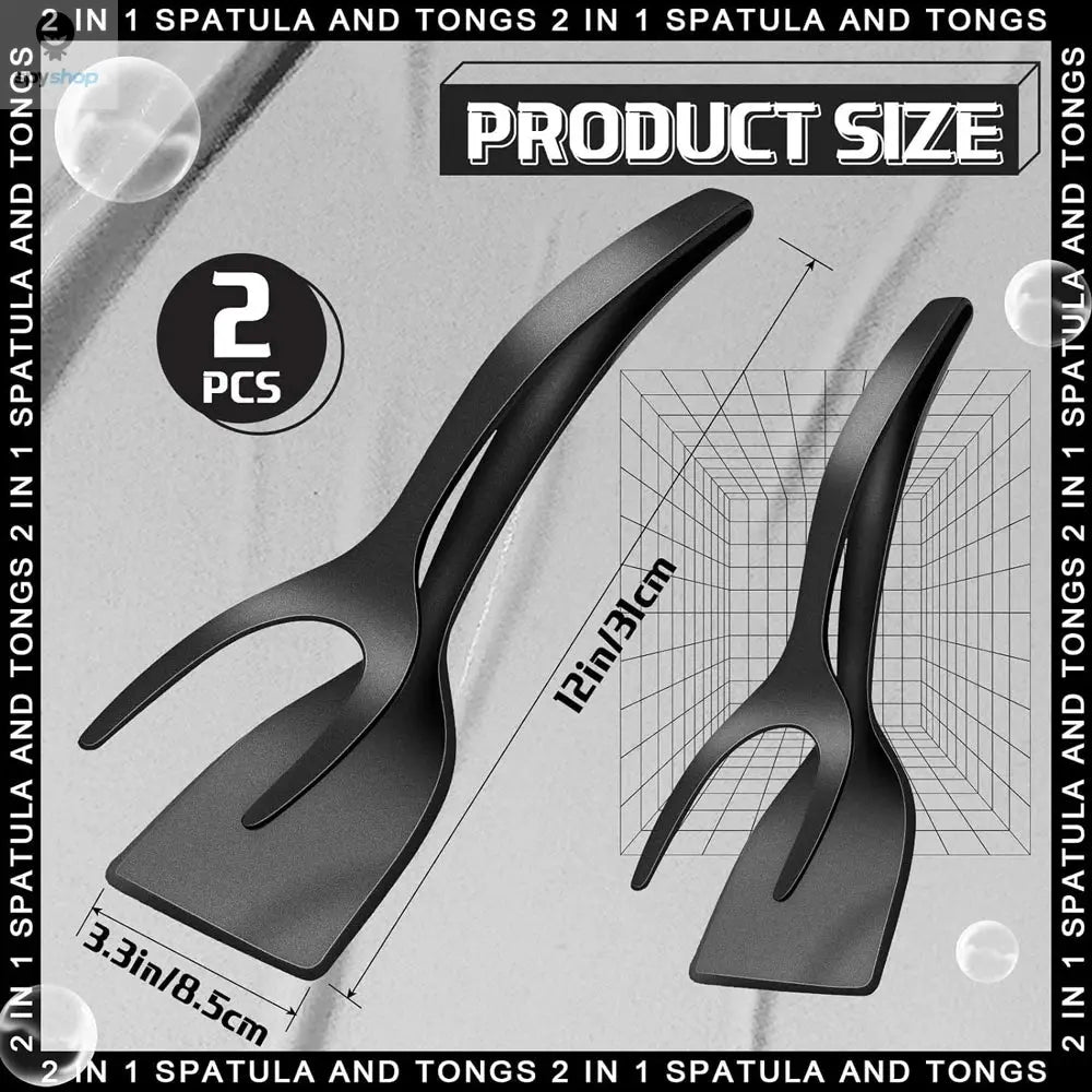 New 2 in 1 Grip Flip Spatula Tongs Egg Flipper Spatula Nylon Non Stick Coating Pancake Fish French Toast Omelet Making Tool Spy-shop.com