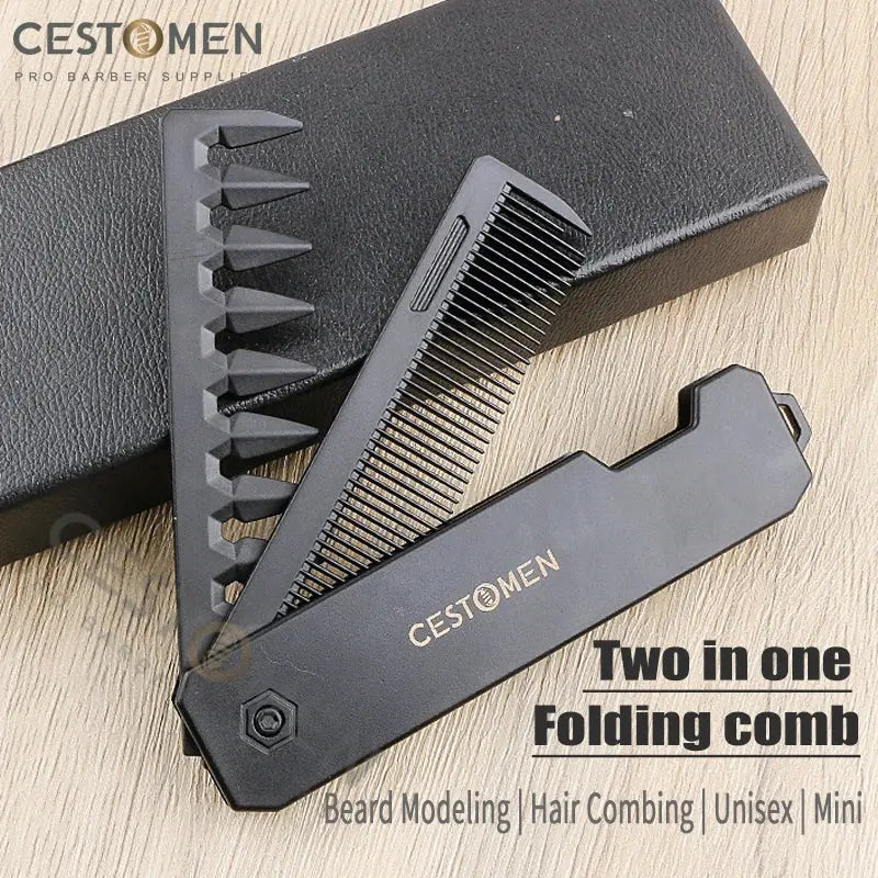 New 2 in 1 Pocket Folding Combs Plastic Wide Tooth Oil Head Comb Beard Combing Barber Hair Clipper Comb Salon Hair Styling Tools Spy-shop.com