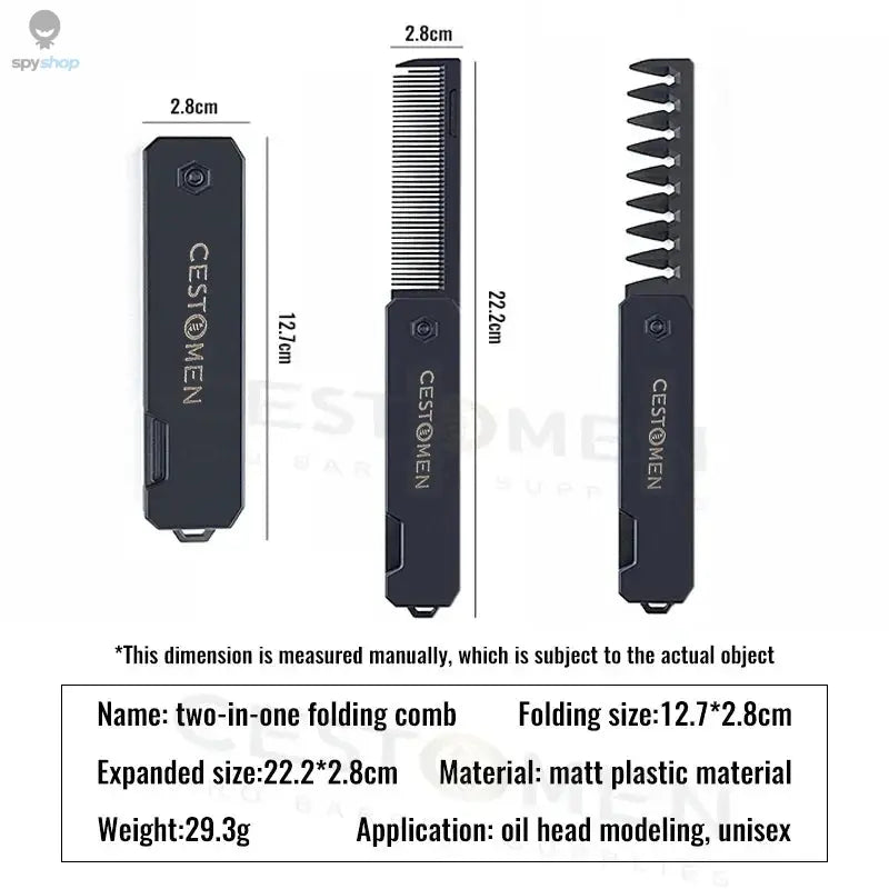 New 2 in 1 Pocket Folding Combs Plastic Wide Tooth Oil Head Comb Beard Combing Barber Hair Clipper Comb Salon Hair Styling Tools Spy-shop.com