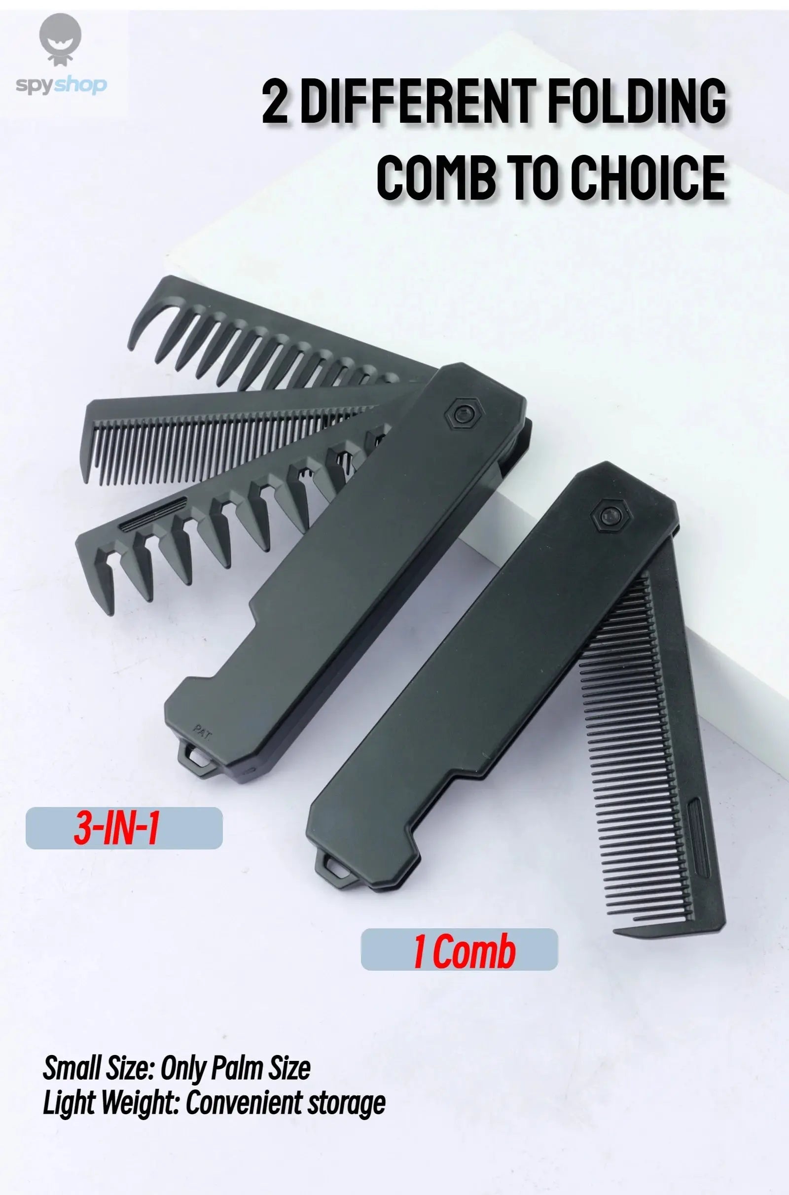 New 2 in 1 Pocket Folding Combs Plastic Wide Tooth Oil Head Comb Beard Combing Barber Hair Clipper Comb Salon Hair Styling Tools Spy-shop.com