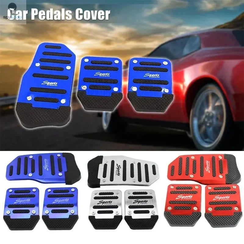 New 3Pcs/set Universal Non-Slip Aluminum Manual Transmission Car Pedal Cover Set Kit Pedali Red/Blue/Silver Car Accessories