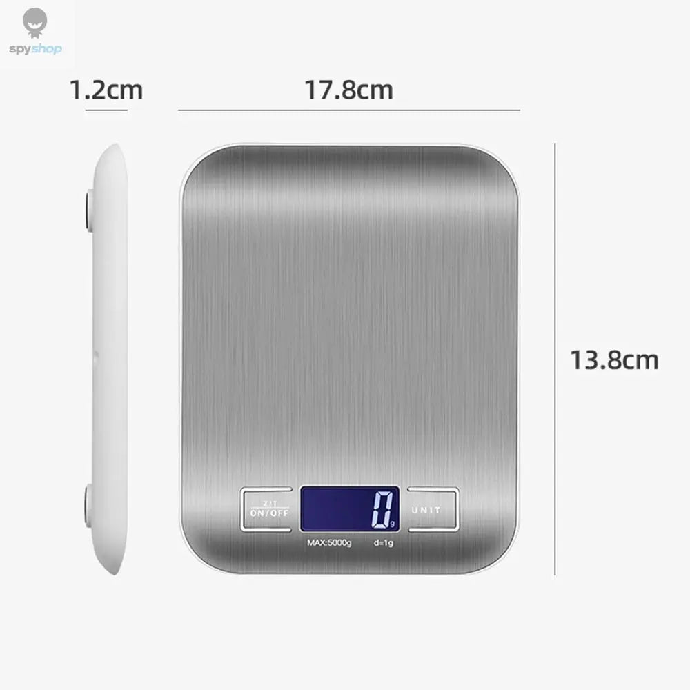 New 5kg/1g Portable Kitchen Scale Coffee Electronic Scale Stainless Steel Surface LCD Backlit Kitchen Food Scales Weighing Tool