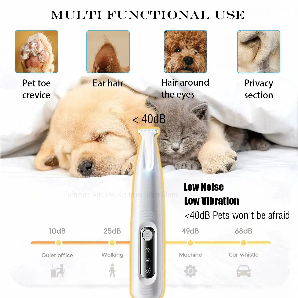 New Dog Paw Trimmer with LED Light Fully Waterproof Pet Hair Trimmer with LED Display Dog Clippers for Grooming 18mm Widen Blade Spy-shop.com