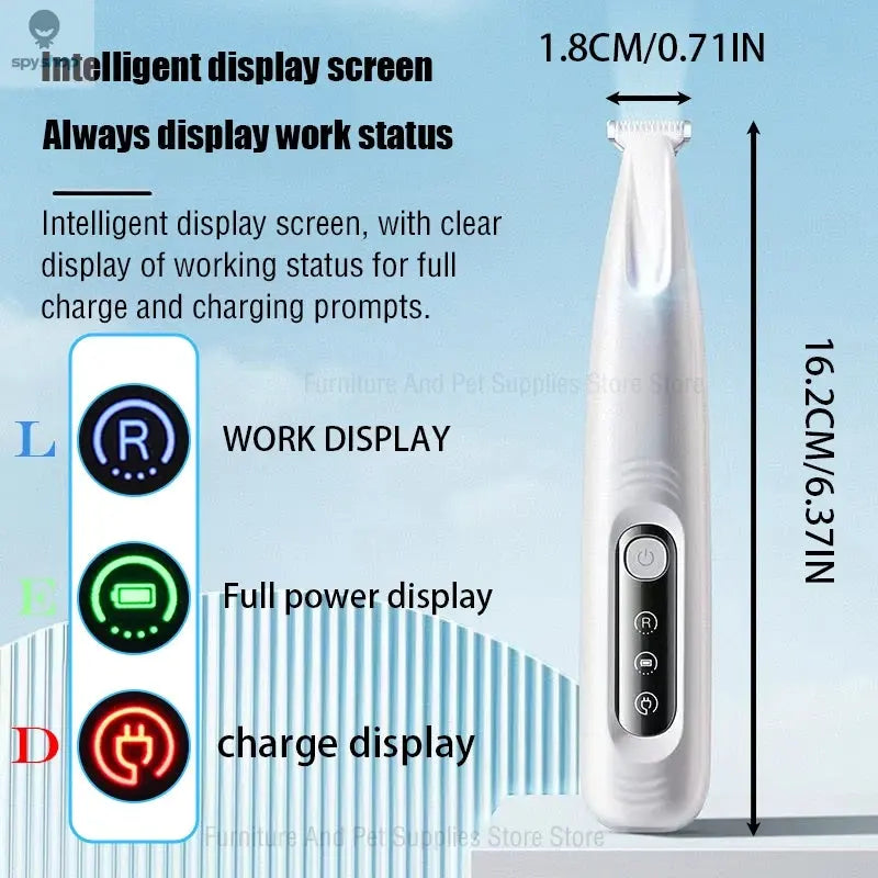New Dog Paw Trimmer with LED Light Fully Waterproof Pet Hair Trimmer with LED Display Dog Clippers for Grooming 18mm Widen Blade Spy-shop.com
