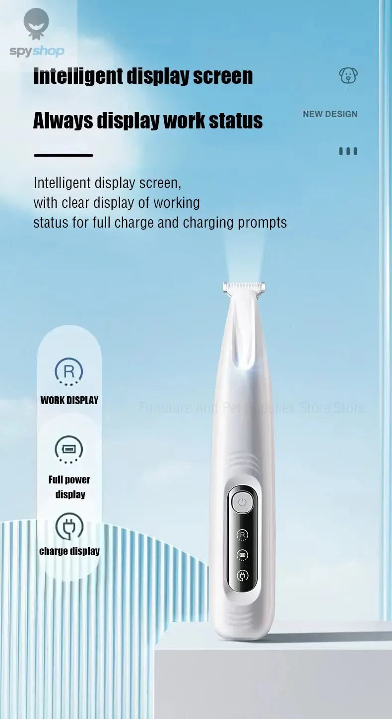 New Dog Paw Trimmer with LED Light Fully Waterproof Pet Hair Trimmer with LED Display Dog Clippers for Grooming 18mm Widen Blade Spy-shop.com