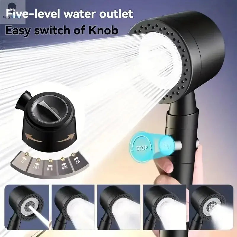 New High Pressure Water Saving Filter Shower Head 5 Modes Handheld Shower Head One Button Stop Bathroom Accessories Set Spy-shop.com