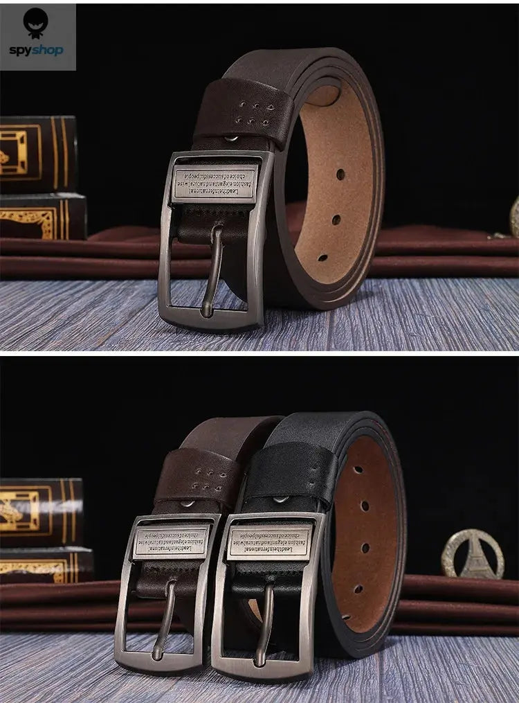 New Leather Cowhide Men's Belt Fashion Metal Alloy Pin Buckle Adult Luxury Brand Jeans Business Casual Waist Male Strap Brand Spy-shop.com