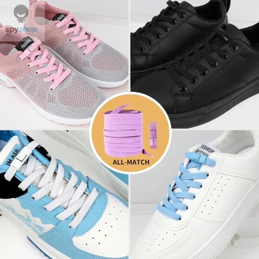 New Without Ties Elastic Laces No Tie Shoe Laces Press Lock Shoelaces Sneaker Kids Adult 8MM Widened Flat Shoelace for Shoes Spy-shop.com