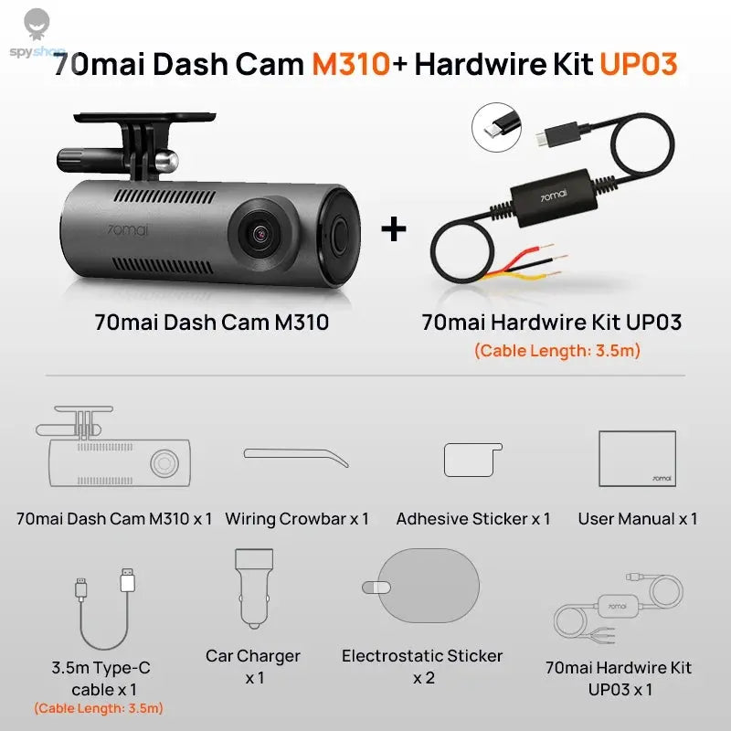 【New】70mai Dash Cam M310 1296P Resolution 130°FOV Smart Voice Control Support 24H Parking Guard Night Vision 70mai M310 Car DVR Spy-shop.com
