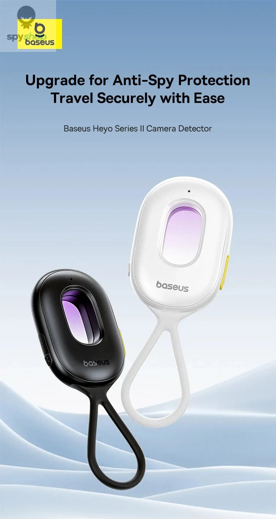 【New】Baseus Camera Detector Intelligent Hidden Camera Signal Detector Rechargeable Hanging Security Alarm Protection Detector Spy-shop.com