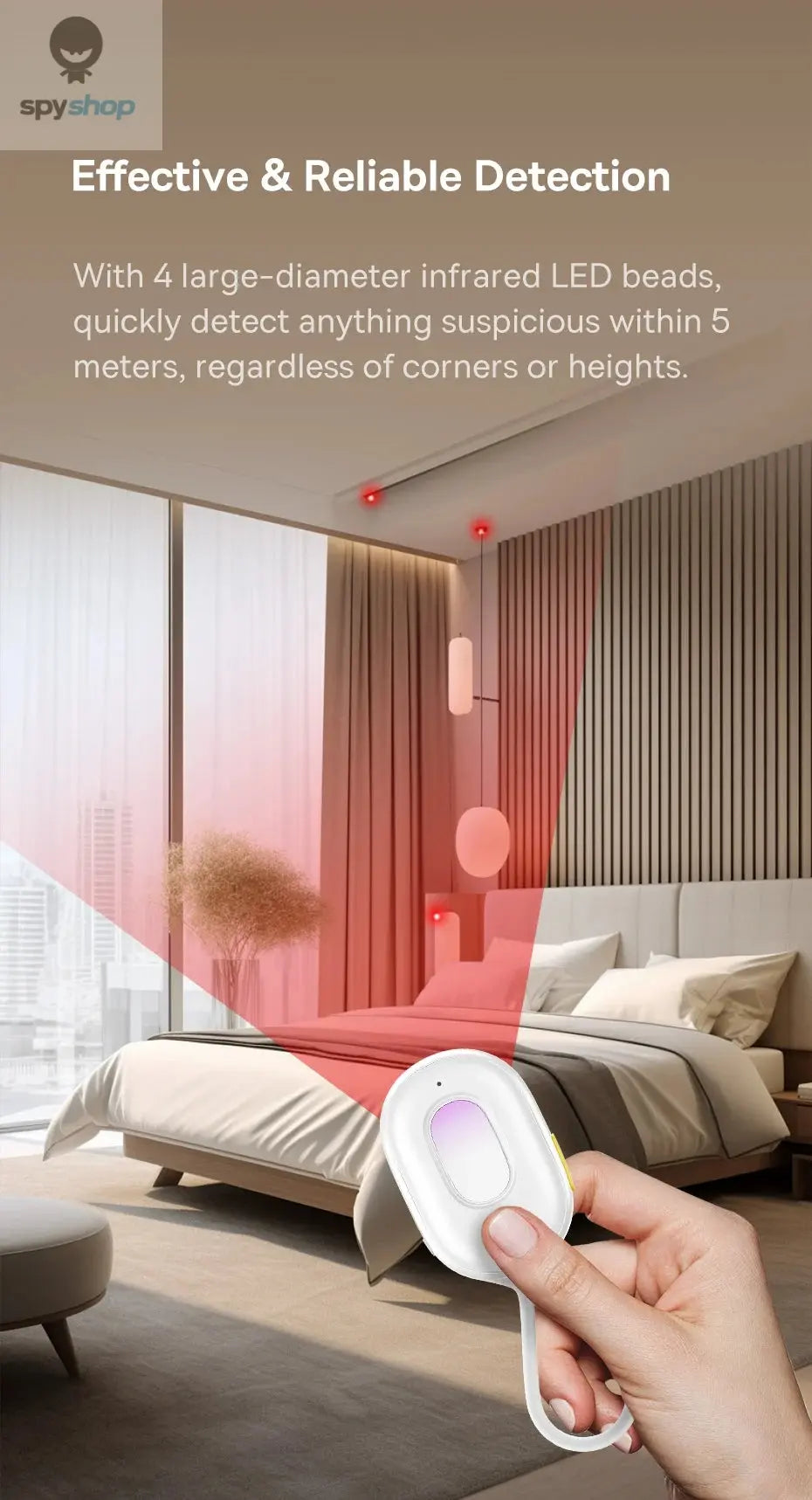 【New】Baseus Camera Detector Intelligent Hidden Camera Signal Detector Rechargeable Hanging Security Alarm Protection Detector Spy-shop.com