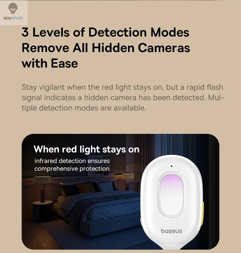 【New】Baseus Camera Detector Intelligent Hidden Camera Signal Detector Rechargeable Hanging Security Alarm Protection Detector Spy-shop.com
