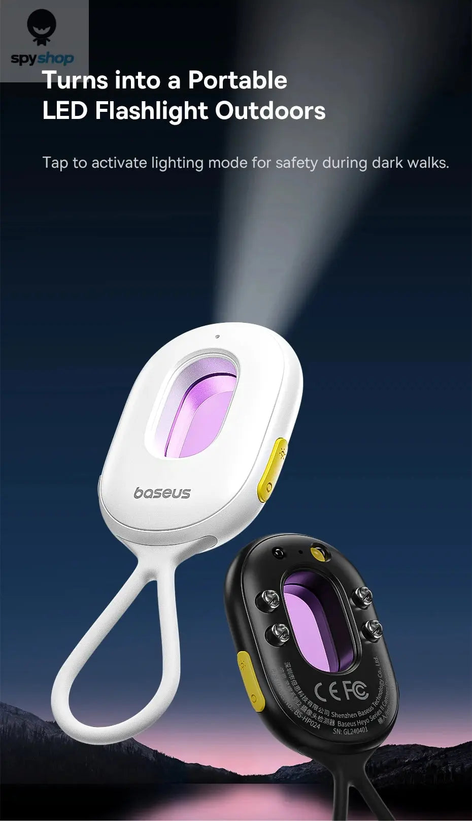 【New】Baseus Camera Detector Intelligent Hidden Camera Signal Detector Rechargeable Hanging Security Alarm Protection Detector Spy-shop.com