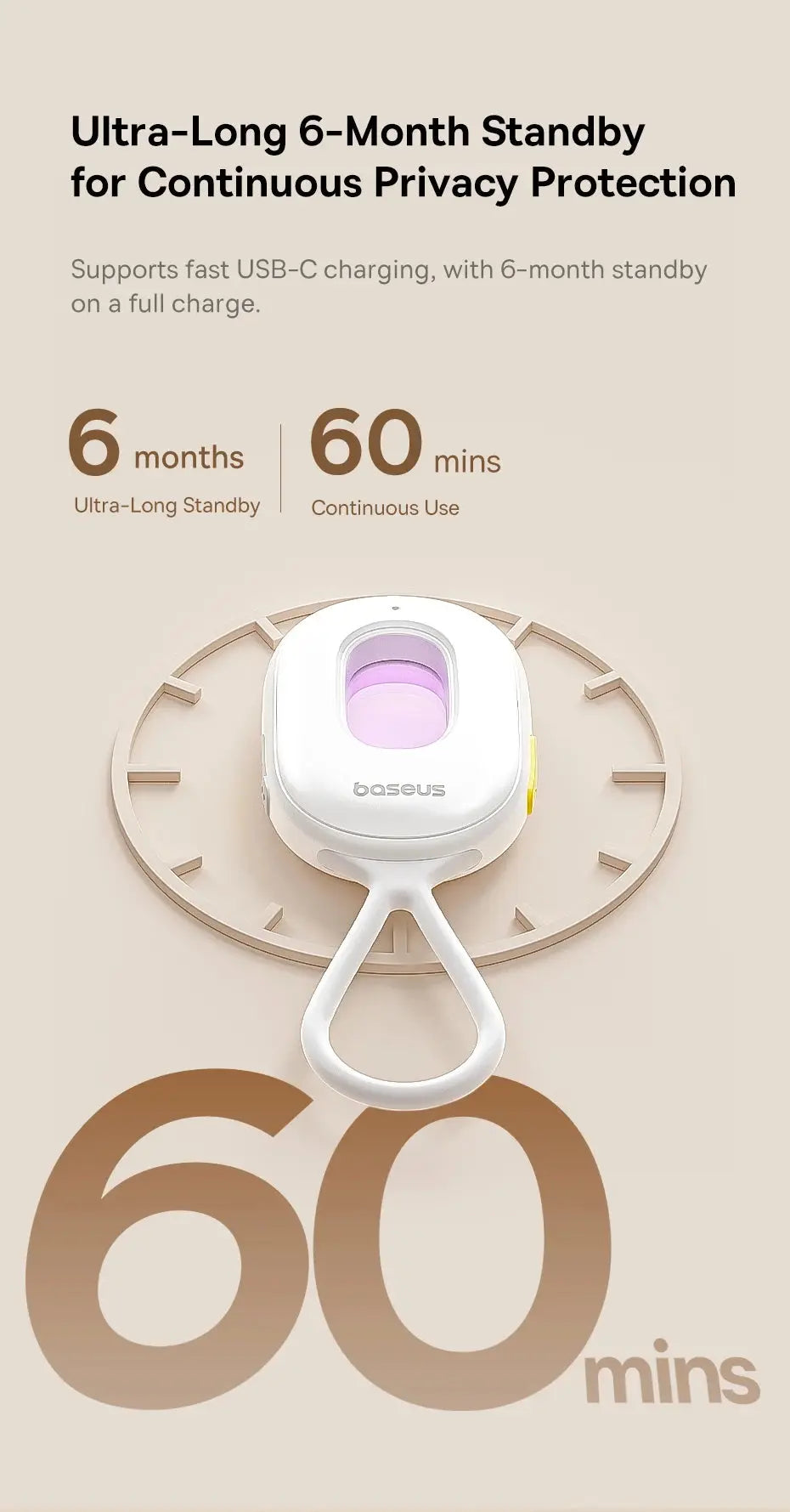 【New】Baseus Camera Detector Intelligent Hidden Camera Signal Detector Rechargeable Hanging Security Alarm Protection Detector Spy-shop.com