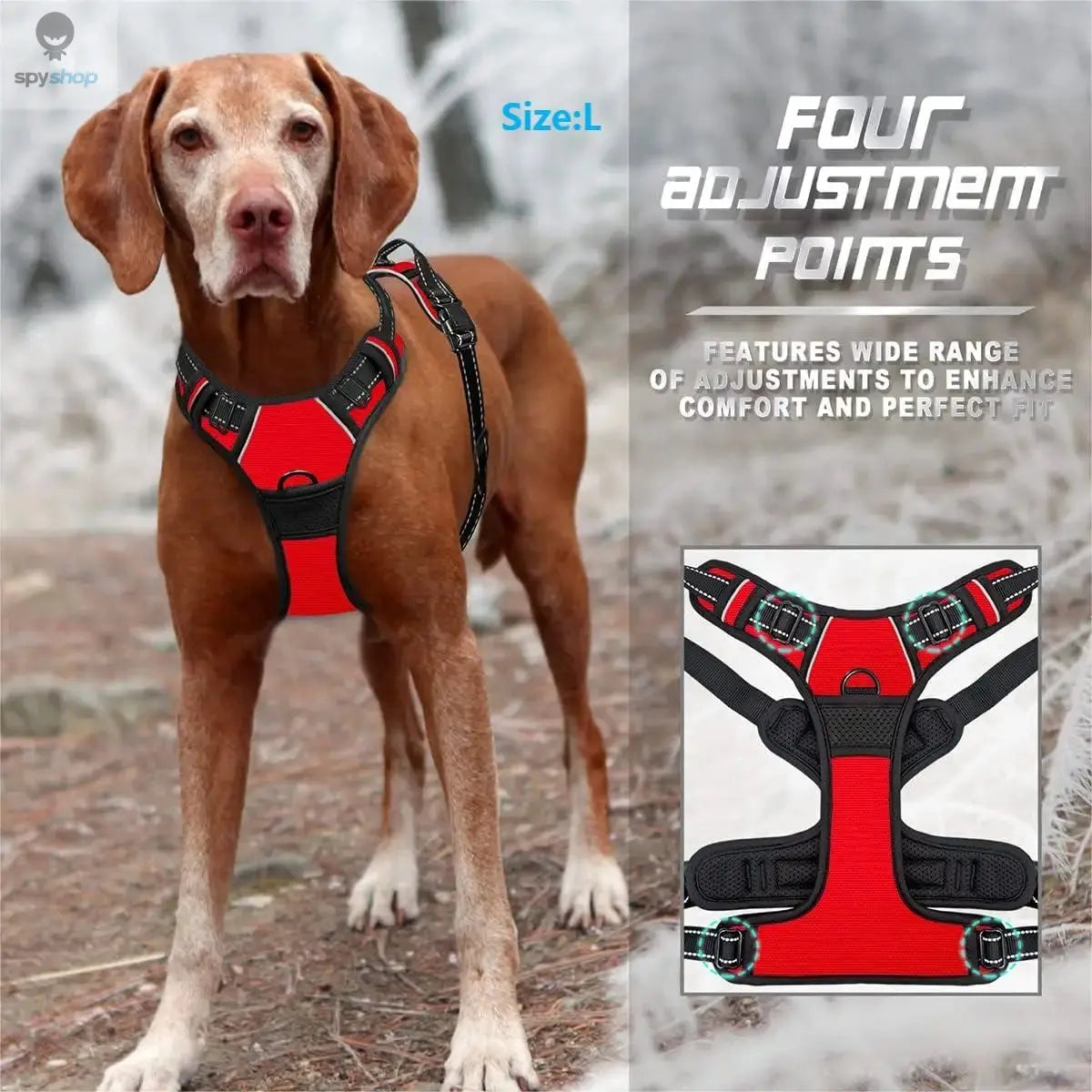 No Pull Dog Harness Front Clip Heavy Duty Reflective Easy Control Handle for Large Dog Walking Spy-shop.com