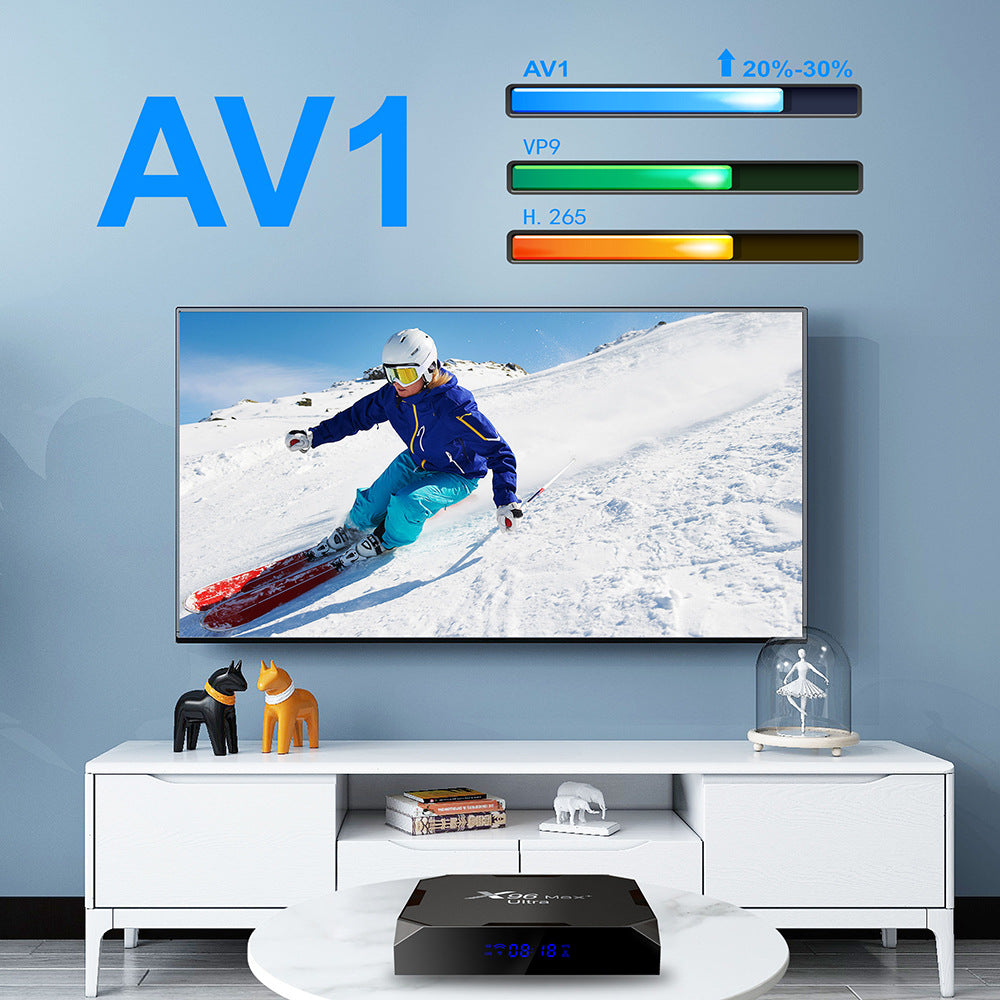 X96 Max+ Ultra Smart TV Box Amlogic S905X4 Quad Core 4GB RAM 32GB/64GB ROM Android 11.0 2.4G 5G WiFi BT4.X 1 4K 8K AV1 H.265 HEVC Video Decoder Home Media Player Set Top Box