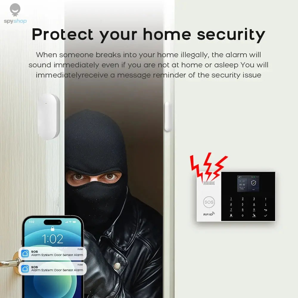 PGST Residential Tuya Smart Gsm Wifi Alarm System for Home Wireless Security Alarm House Smart Life App Control work with ALexa Spy-shop.com