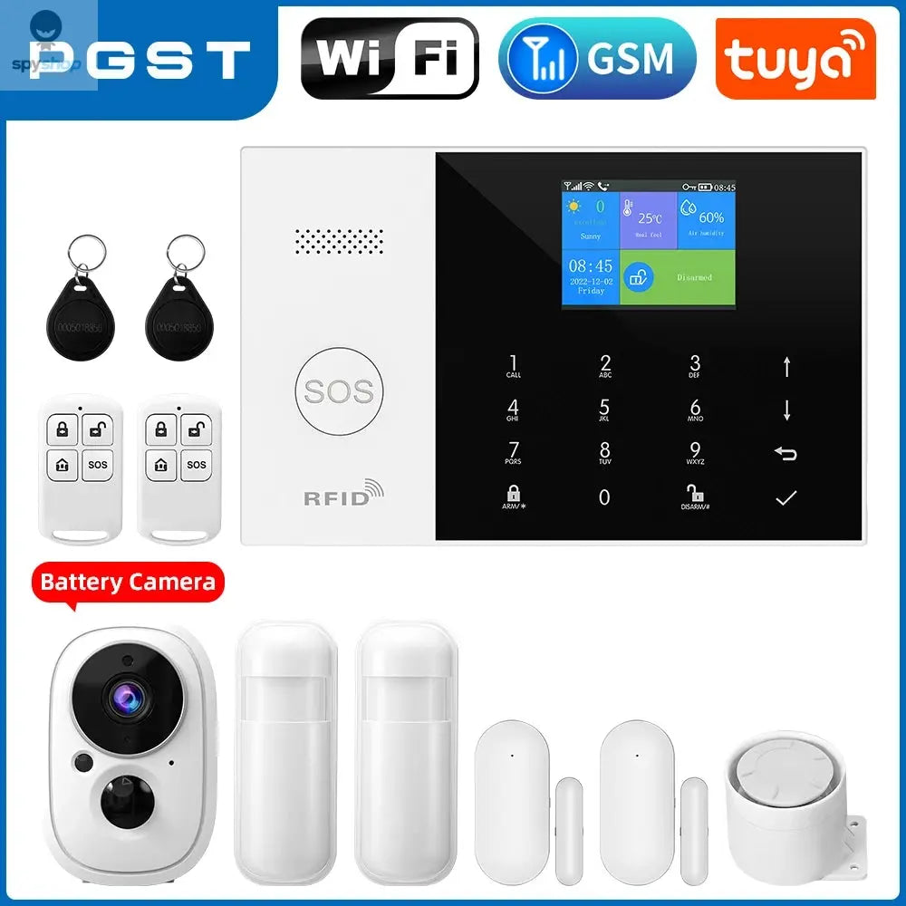 PGST Residential Tuya Smart Gsm Wifi Alarm System for Home Wireless Security Alarm House Smart Life App Control work with ALexa Spy-shop.com
