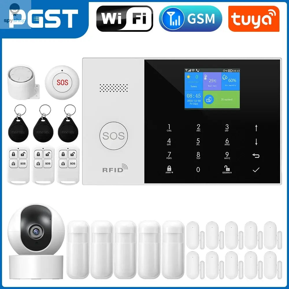 PGST Residential Tuya Smart Gsm Wifi Alarm System for Home Wireless Security Alarm House Smart Life App Control work with ALexa Spy-shop.com