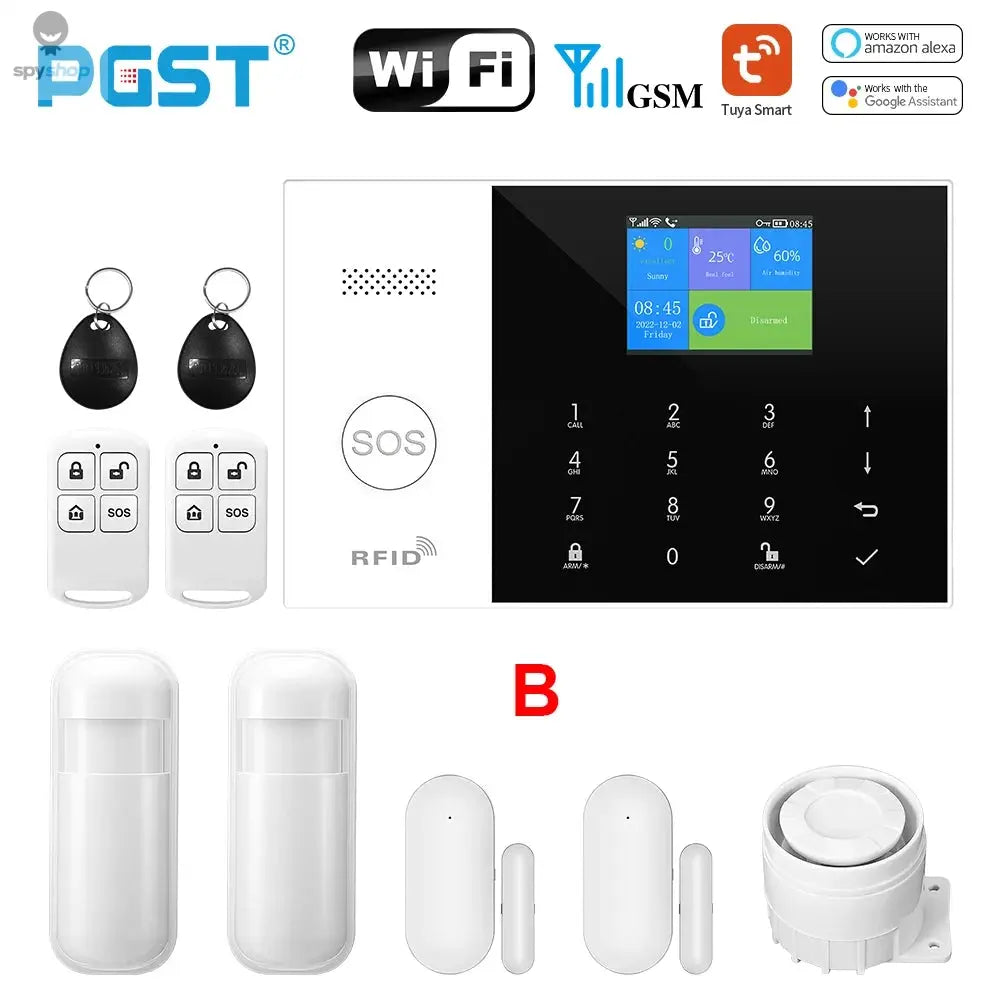 PGST Residential Tuya Smart Gsm Wifi Alarm System for Home Wireless Security Alarm House Smart Life App Control work with ALexa Spy-shop.com