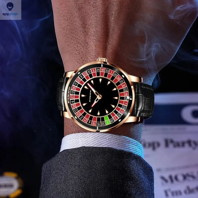 PINDU Design Mechanical Watch NH35 Movement Arabic numerals Rotating Dial Roulette Automatic Watch Diamond Luminous Hands P6616 Spy-shop.com