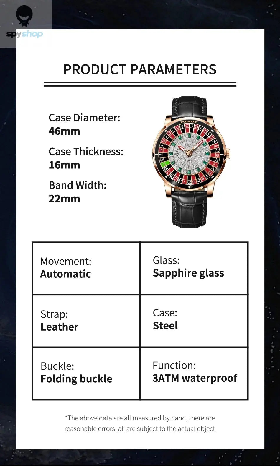 PINDU Design Mechanical Watch NH35 Movement Arabic numerals Rotating Dial Roulette Automatic Watch Diamond Luminous Hands P6616 Spy-shop.com