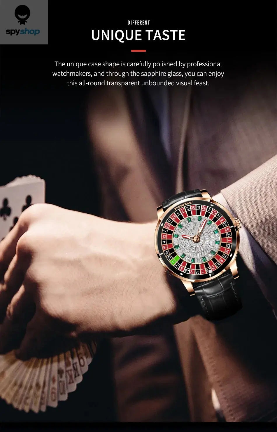 PINDU Design Mechanical Watch NH35 Movement Arabic numerals Rotating Dial Roulette Automatic Watch Diamond Luminous Hands P6616 Spy-shop.com