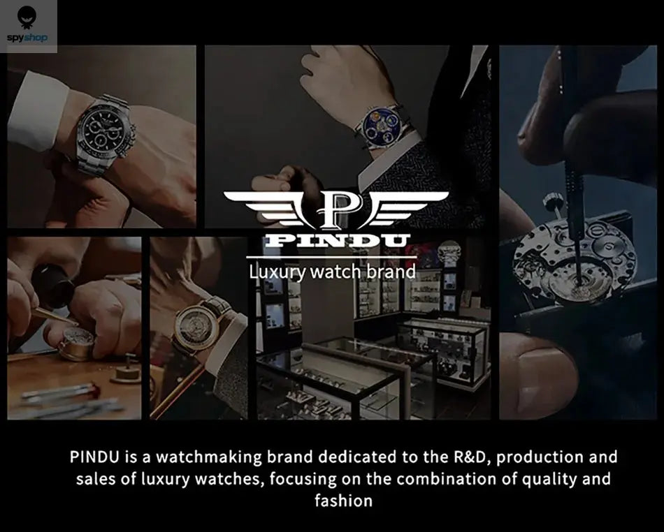 PINDU Design Mechanical Watch NH35 Movement Arabic numerals Rotating Dial Roulette Automatic Watch Diamond Luminous Hands P6616 Spy-shop.com